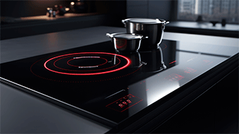 Cocina vitrocer&aacute;mica encendida con ollas